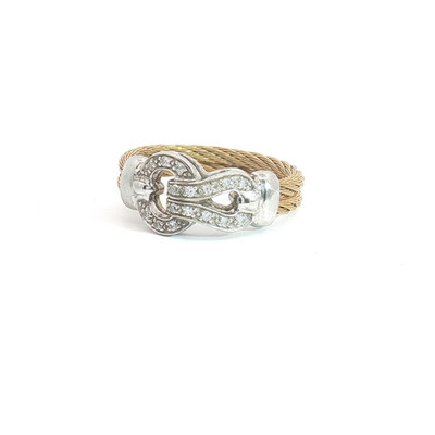 ALOR Celtic Classique Ring SS, Dia. & 18K Gold SZ6.5
