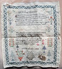Fine Georgian Needlework Sampler "On Criminal Pleasures" -1818