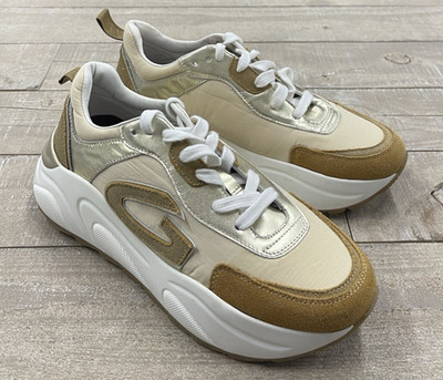 NIB Guardiani Low Top Platform Sneakers In Tan Size:38(US 7.5)