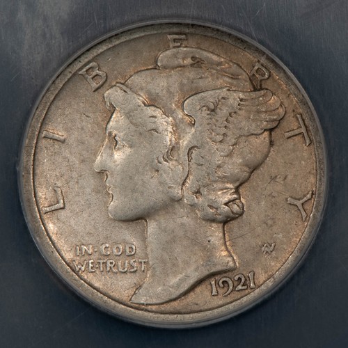 1921-D 10c Silver Mercury Dime - Original Look - Key Date - NGC VF Dets - B5146 - Picture 1 of 4