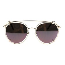 Unique Retro Exposed Color Mirror Lens Metal Rim Sunglasses