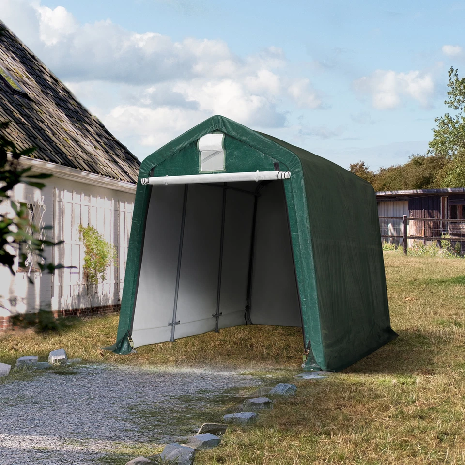 TOOLPORT Tendone Garage verde scuro con telo da PE 450 N Garage per moto - Immagine 2 di 4