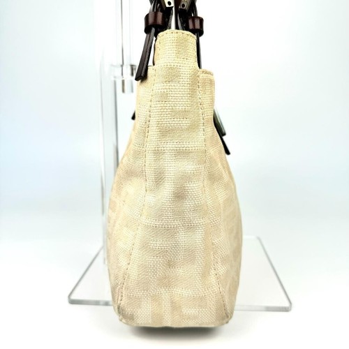 Fendi Mamma Baguette Shoulder Bag Zucca Pattern FF Logo White Canvas Used F/S - Picture 4 of 13