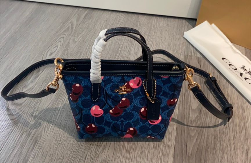 バッグ setmefree COACH City Mini Tote Bag in Signature Canvas with Cherry