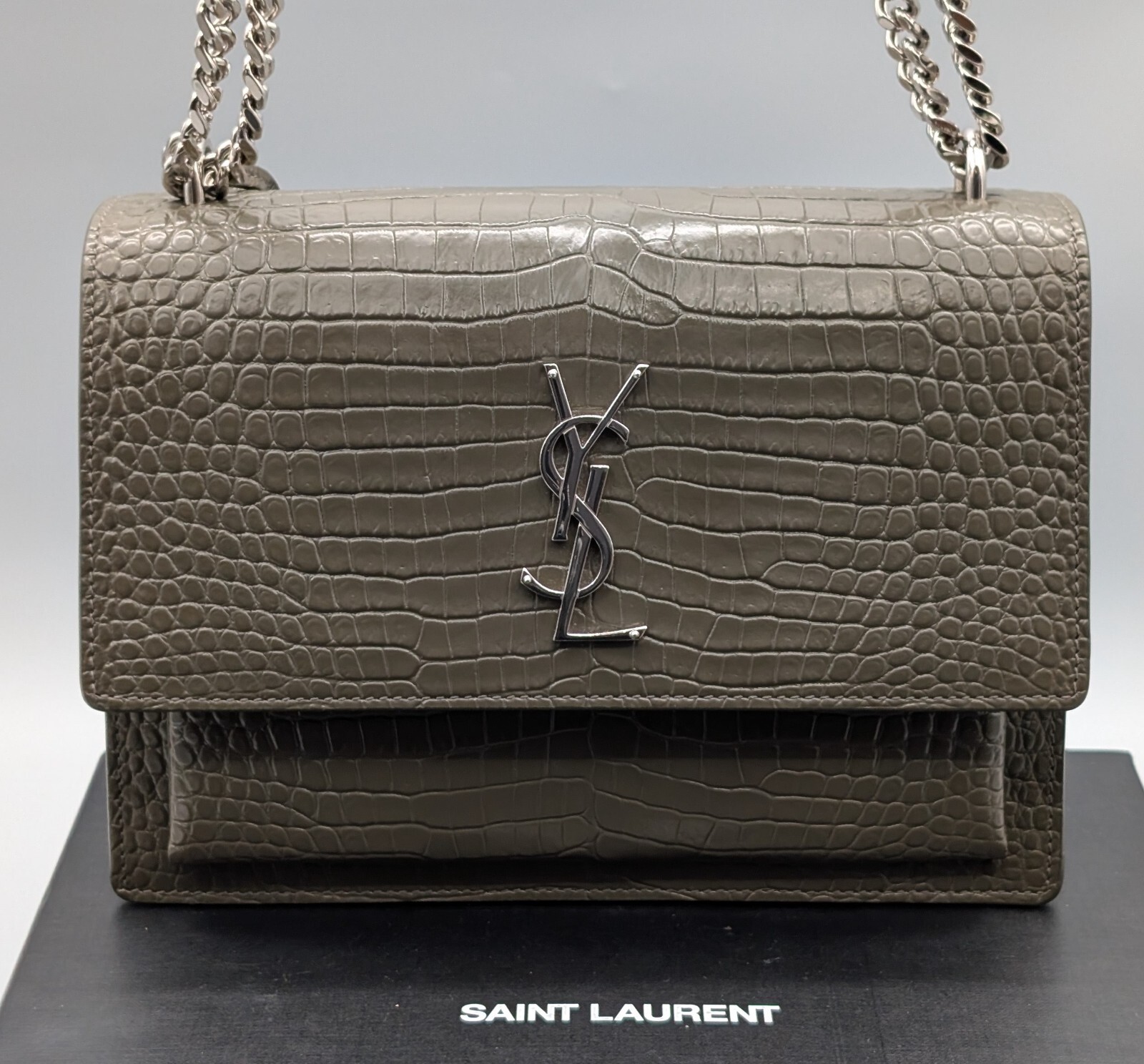 Borsa a tracolla Ysl Saint Laurent goffratura coccodrillo media monogramma #1098