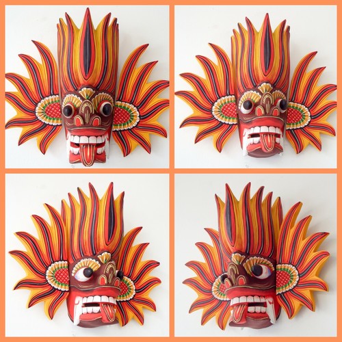 10" Handmade Wood Wall Decor Fire Mask Art (For Protection & Harmony) - Picture 12 of 12