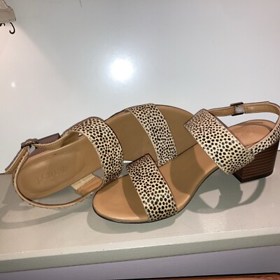 Factory Leopard Calf Hair Low Block Heel sandals shoes