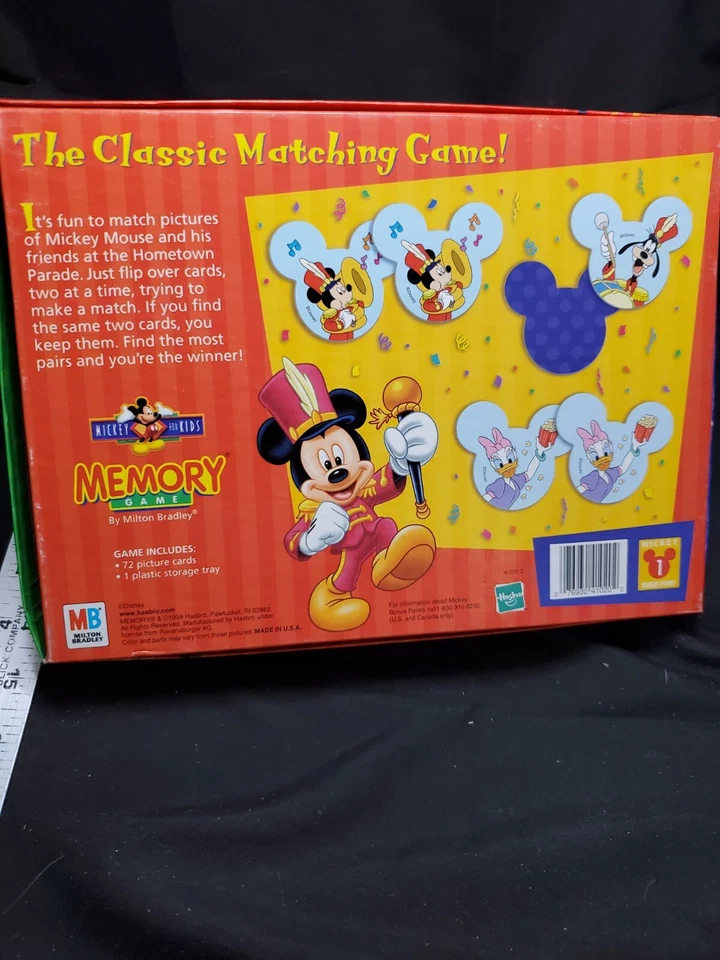 Memory Game Mickey For Kids Milton Bradley 1998  Walt Disney Toy Vintage - Image 3 of 3