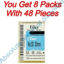 *48-Pieces* Kerr SybronEndo K-Files Size-50 Length 30mm Stainless Steel 06161