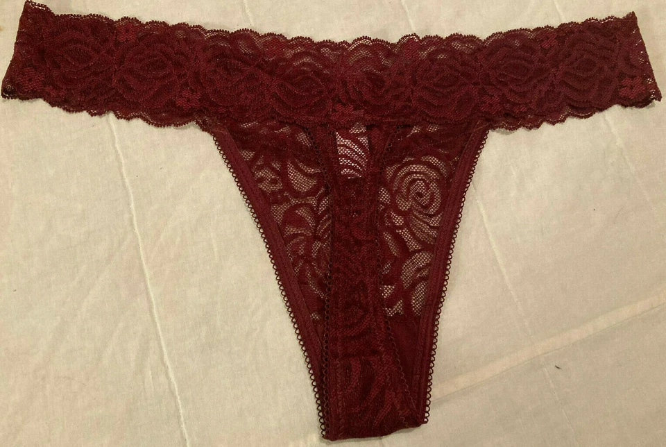 Mujer Sexy Floral Encaje Nuevo Granate Borgoña L Grande Flirtitude Tanga Panty Foto 2 de 4