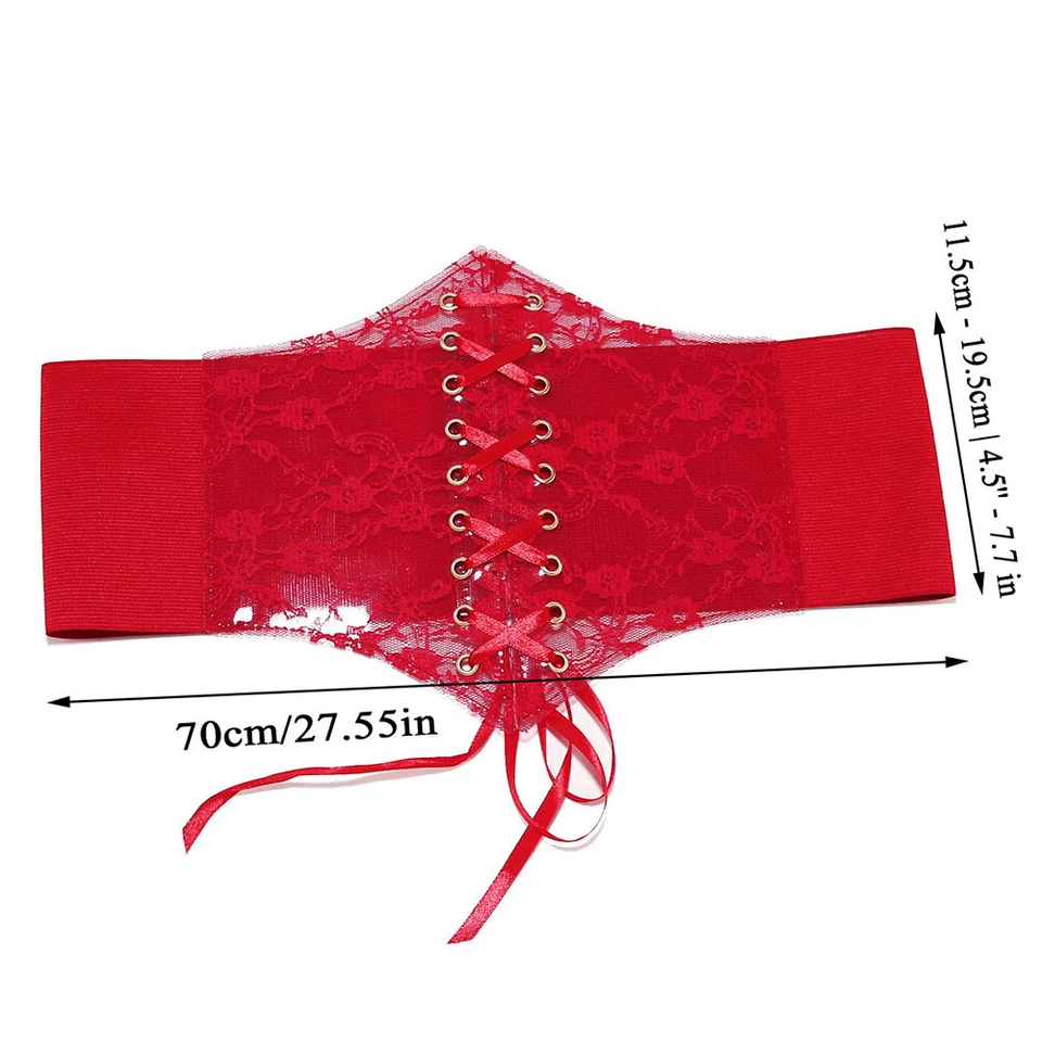 Mujeres Cintura Corsé Ancho Encaje Adelgazante Cinturones Corporales Cintura Elástica Ajustable Foto 3 de 4