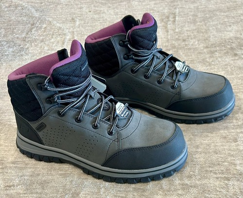 Skechers Women's Padded Collar Safety Boot Industrial Shoe-sz 9 Wide-Black/Gray - Picture 6 of 23