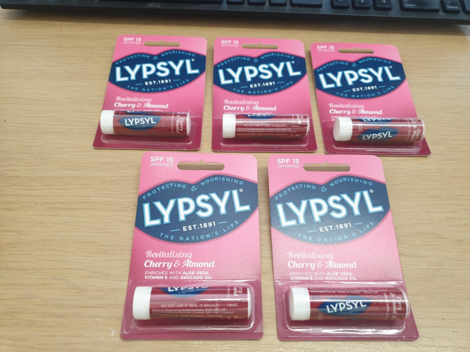 Lypsyl Cherry & Almond Revitalising Lip Balm SPF 15 X5 JUST £8.99 FREE POST