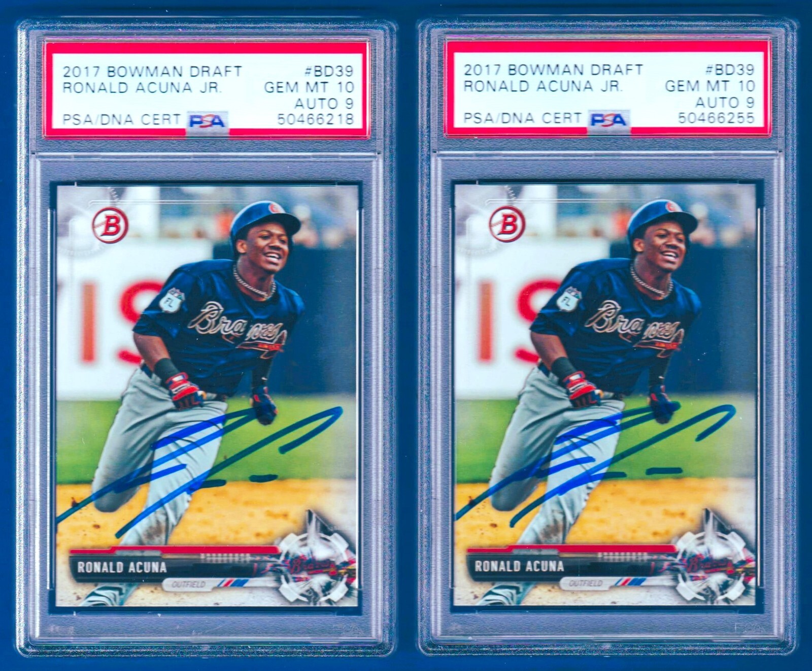 Lot PSA 10 Rc Ronald Acuna Jr Auto 2017 Bowman Rookie Signed Autograph PSA DNA 9