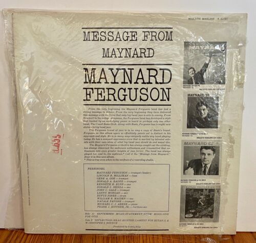 Maynard Ferguson MESSAGE FROM MAYNARD ~ Roulette R-52101 LP Mono ~ SEALED - Picture 2 of 2