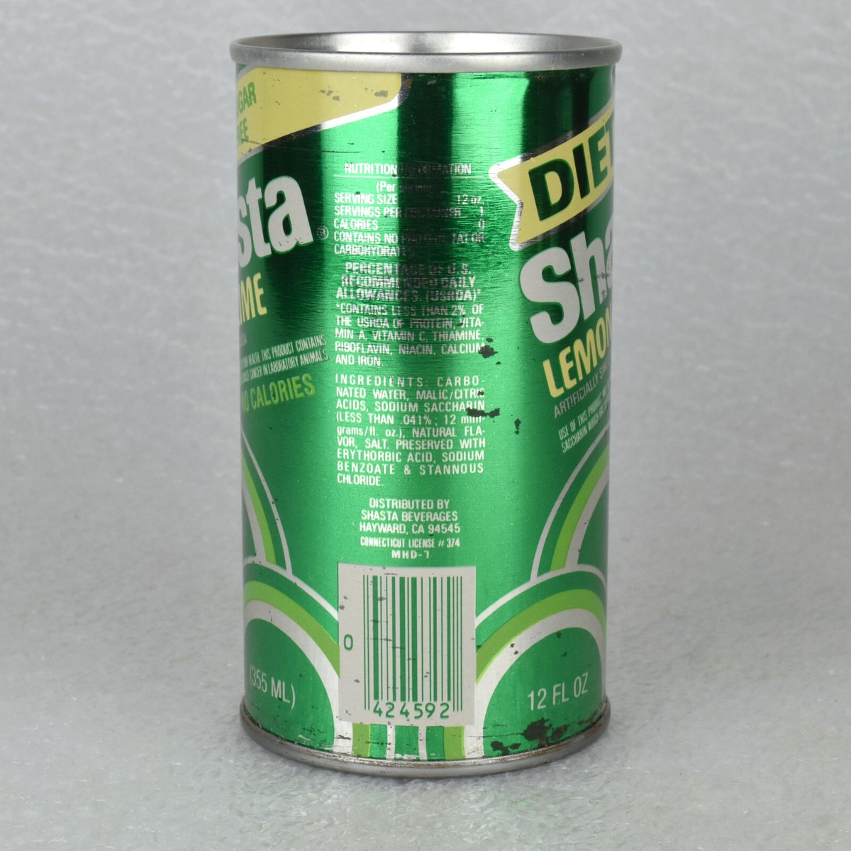 VTG 1970s Shasta Diet Lemon Lime Soda Pop Can 12oz Straight Steel
