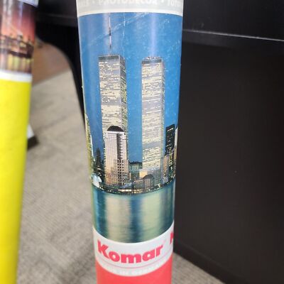 Vintage New York City Wall Mural Twin Towers Manhattan Skyline Night Photomural