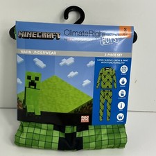 Climate Right Cuddle Duds Minecraft Creeper Insulating Warm Underwear Small 6/7