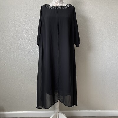 midnight dazzle mesh flyaway dress Catherines Sz 1XW Petite Black Midnight Dazzle Mesh Flyaway Midi Formal  Dress
