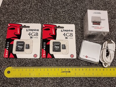 2 x 4GB MICRO SD SPEICHERKARTEN USB MULTI READER BRANDNEU! Restposten Kamera