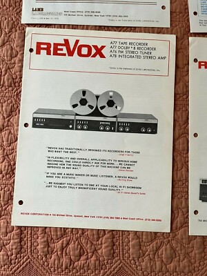 Lot 4 Original vintage brochures for ReVox / A700 series / A77