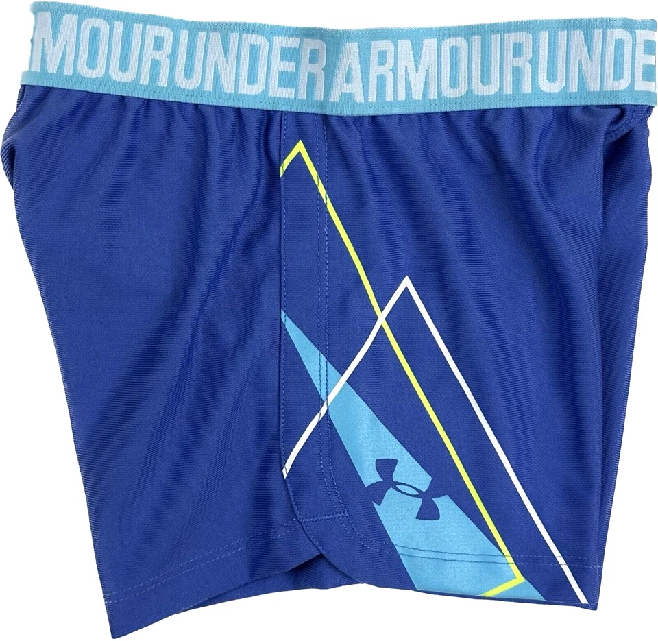 Under Armour Kids Purple Blue Elastic Waist UA Logo Athletic Running Shorts Sz 5 - Image 2 of 3