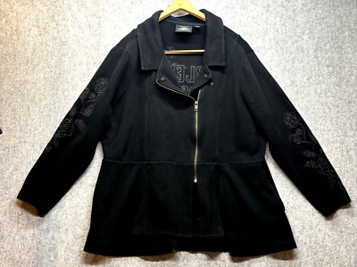 Women's  Harley Davidson 2W  Black Motorcycle Biker Jacket Flair Hip