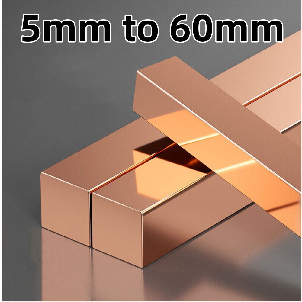 5mm to 60mm Pure Copper Flat Bar Strip Solid Metal Section Rod Row  Thickness