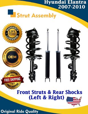 OE Front Strut & Rear Shock For 2007-2010 Hyundai Elantra 2.0L 9 Year Warranty