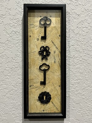 Key And Lock Glass Framed Art Set of 2