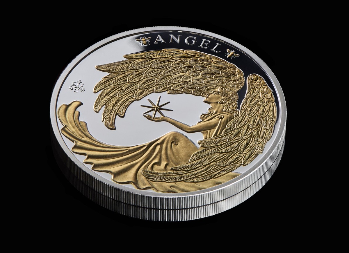 2024 St. Helena Lucky Angel Gold Gilt Proof 1 oz Silver Coin