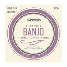 D'Addario EJ60+ 5-String Nickel Plated Steel Banjo strings Loop End 9.5-20 gauge