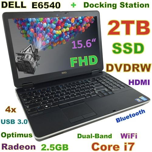 3D-Design DELL E6540 Core-i7 Fast 2TB SSD DVDRW 16GB 15.6" FHD HDMI BT + Dock