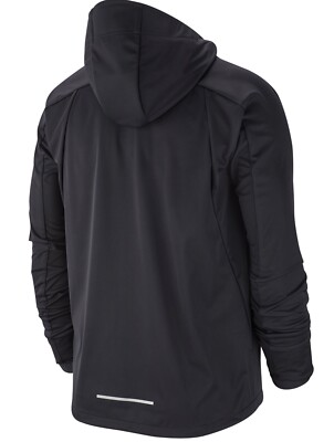 Nike Shield Running Jacket Hoodie Men's SZ M Full Zip Black BV4880