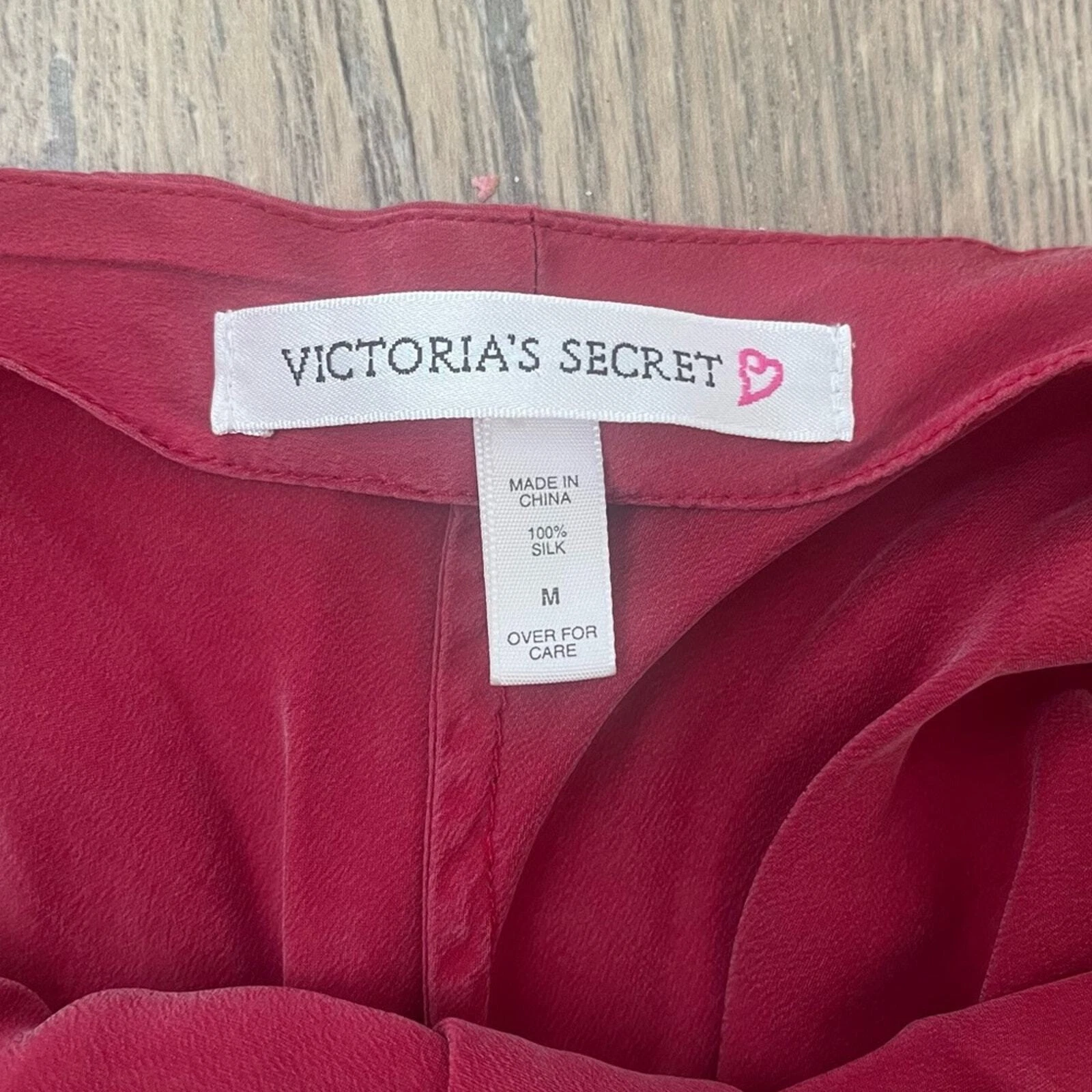 UNDERCOVER Camicia da notte vintage Victoria Secret seta rossa slip dress spaghetti spalline sexy morbida
