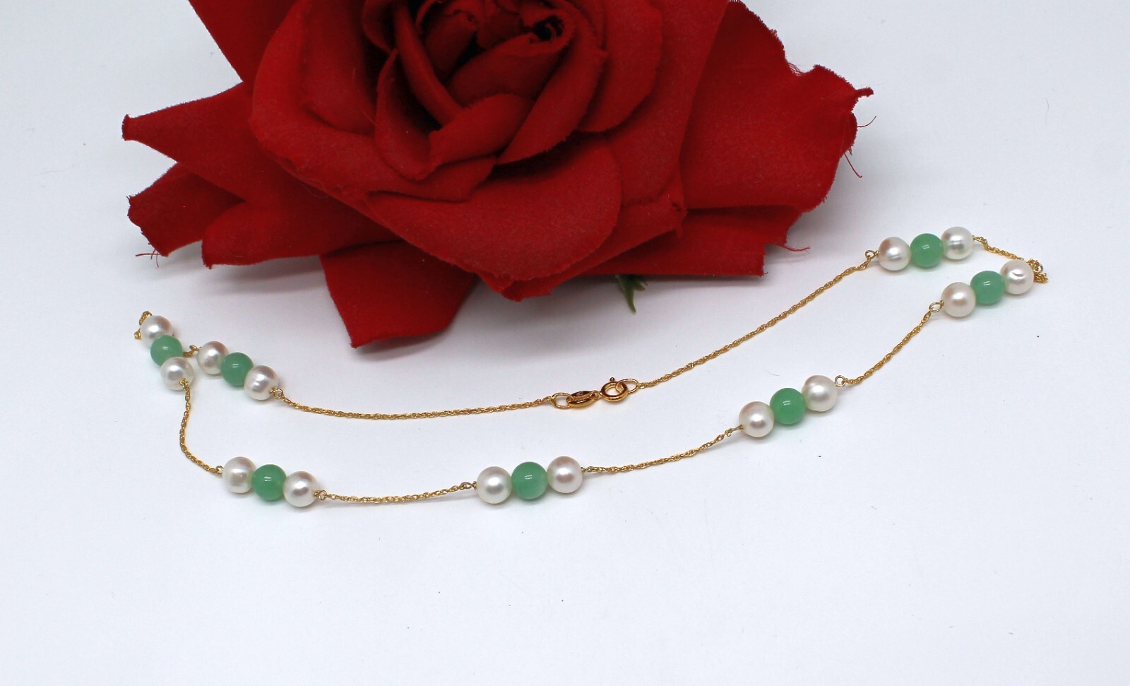 Sterling Silver Cultured Pearl Jadeite 17 Inch Necklace 9.07g CAT RESCUE NWOT