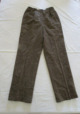 Pendelton Brown Womens Herringbone Pleated Tweed Pants Size 14 Wool
