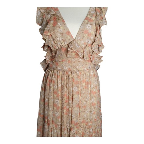 Bardot Simona Floral Dress In Tan Ditsy Womens AU/8 US/4 Midi Chiffon NWT - Picture 4 of 10