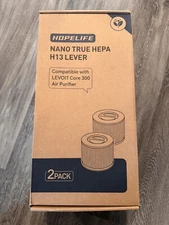 Hopelife Nano True HEPA H13 Lever Filter Replacement for LEVOIT Core 300 | 2 Pk