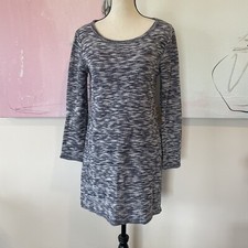 Lou & Grey Long Sleeve Sweater Dress Blue White Texture Cotton Women Size Small