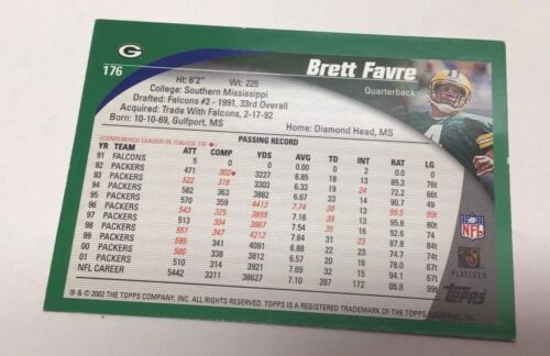 Brett Favre Plaque With 2002 Topps Card Green Bay Packers #4 - Picture 3 of 8