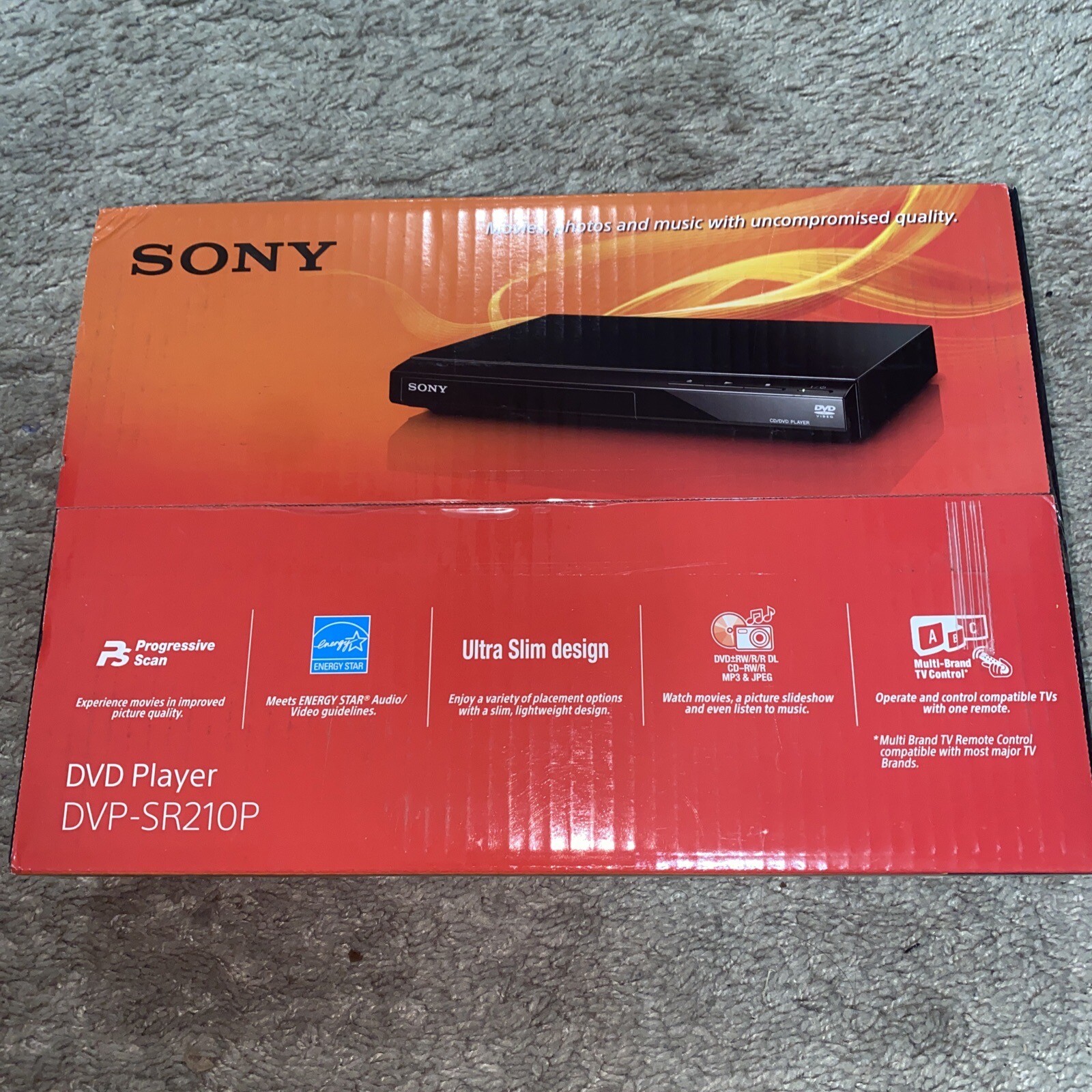Sony Progressive Scan CD and DVD Player Brand New in Black DVPSR210P