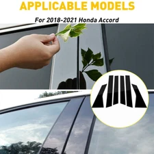 6PCS Gloss Black Door Window Pillar Post Cover Trim For 2018-2021 Honda Accord