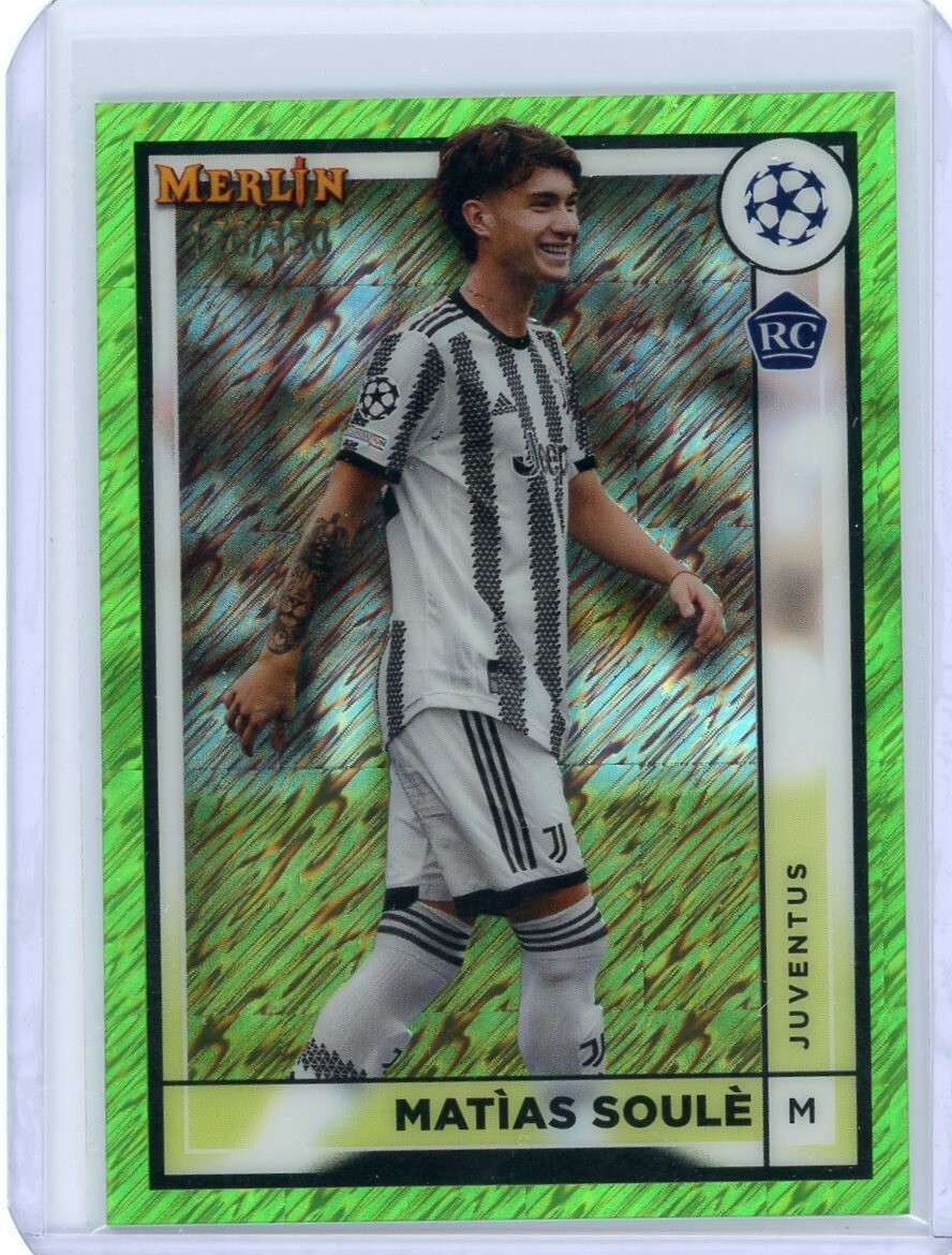 2022-23 Topps Merlin Chrome Matias Soule Green Shimmer Refractor RC #176/350