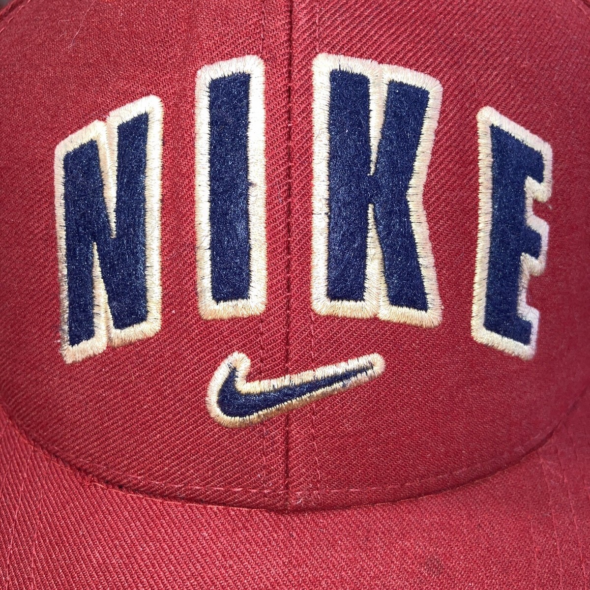Vtg Nike Spellout Center Swoosh 90s Adjustable Hat Cap Red