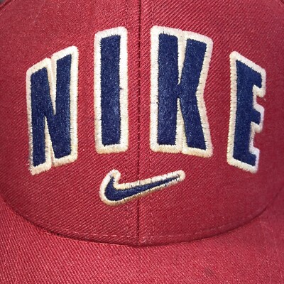 Vtg Nike Spellout Center Swoosh 90s Adjustable Hat Cap Red