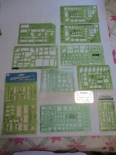 Lot of 10 Vintage Templates Rapidesign Helix Staedtler Timely VGC Drafting