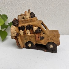 Vtg African Bus Sculpture Kenya Men Primitive Art Nairobi Truck Clay Pottery