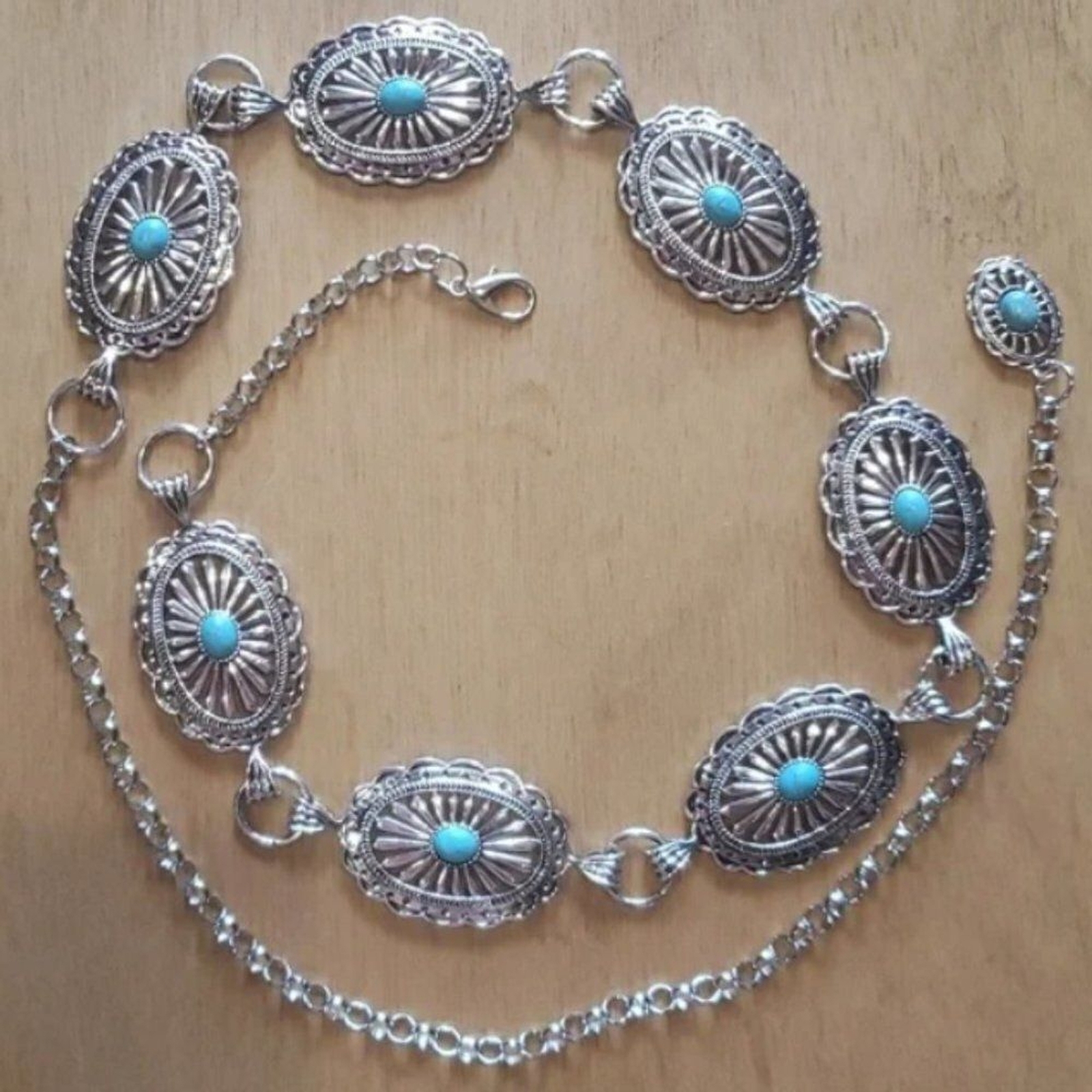 Flower Turquoise style Chain concho Waist Belt nwot