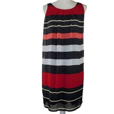 New York & Company Women's Sheath Sleeveless Striped Lined Dress Small